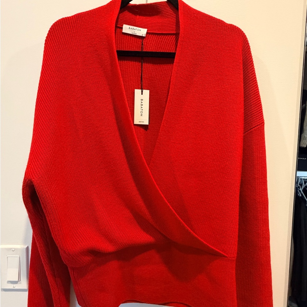 Aritzia Atticus Red Merino Wool Sweater